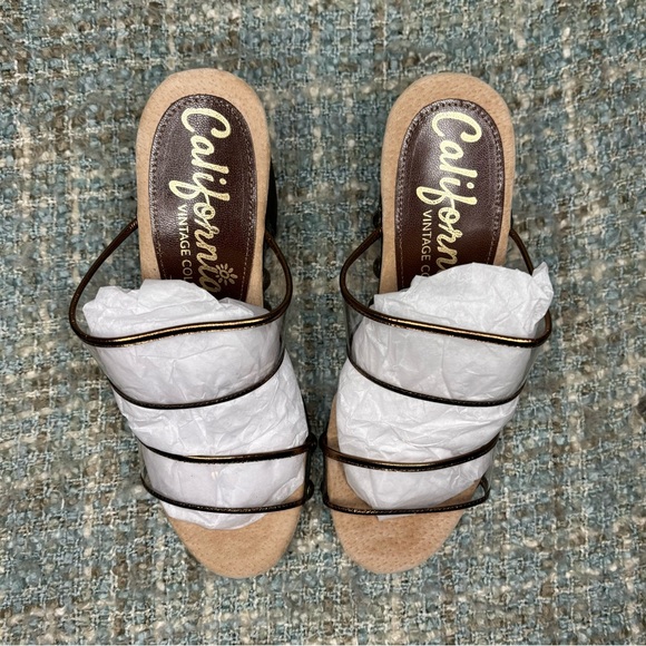 Californians Delilah Studded Retro Platform Heels in Clear/Bronze - Picture 8 of 10